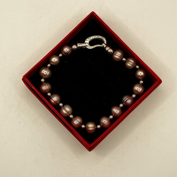 Sterling silver and Freshwater Pearl bracelet 925 Clasp stamped Brand New - Picture 9 of 14